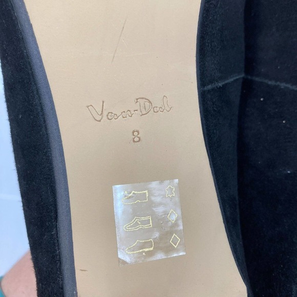 Van-Dal Whitwoth X Pumps Womens Sz 8 EEE Black Suede Gold Chain Heels - Picture 6 of 9